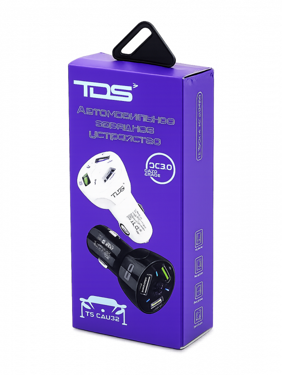 Зарядка в прикуриватель для автомобиля 3*USB TDS TS-CAU32 Белое
